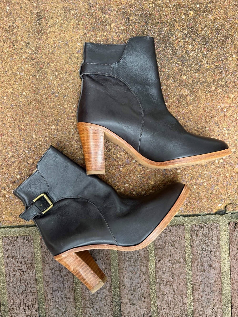 APC Block Heeled Leather Ankle Boot with Buckle size 38